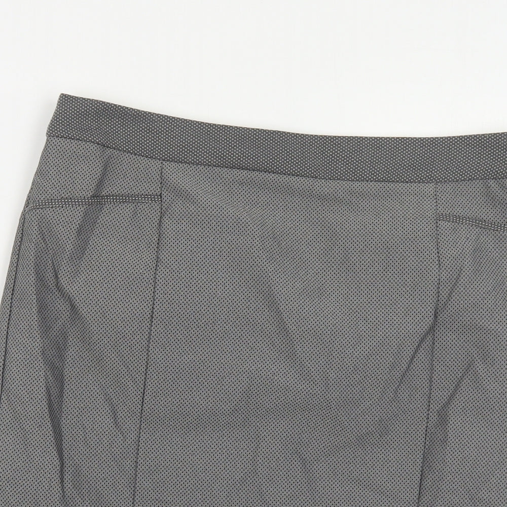 NEXT Womens Grey Geometric Polyester Straight & Pencil Skirt Size 10 Zip