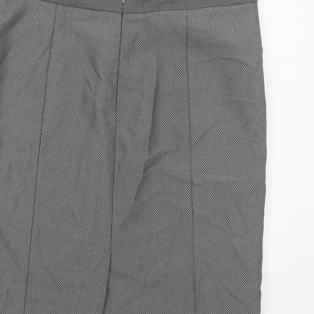 NEXT Womens Grey Geometric Polyester Straight & Pencil Skirt Size 10 Zip