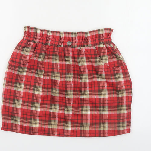 In the Style Womens Red Plaid Polyester Mini Skirt Size 10