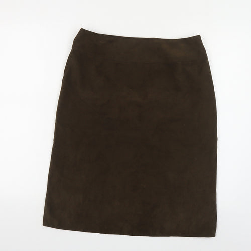 New York & Company Womens Green Polyester Straight & Pencil Skirt Size 10 Zip - Suede Effect