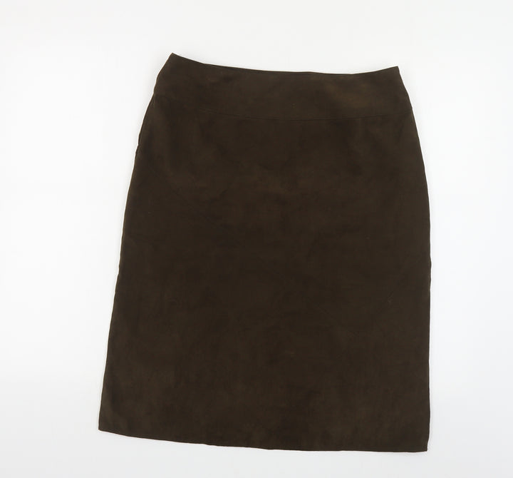 New York & Company Womens Green Polyester Straight & Pencil Skirt Size 10 Zip - Suede Effect