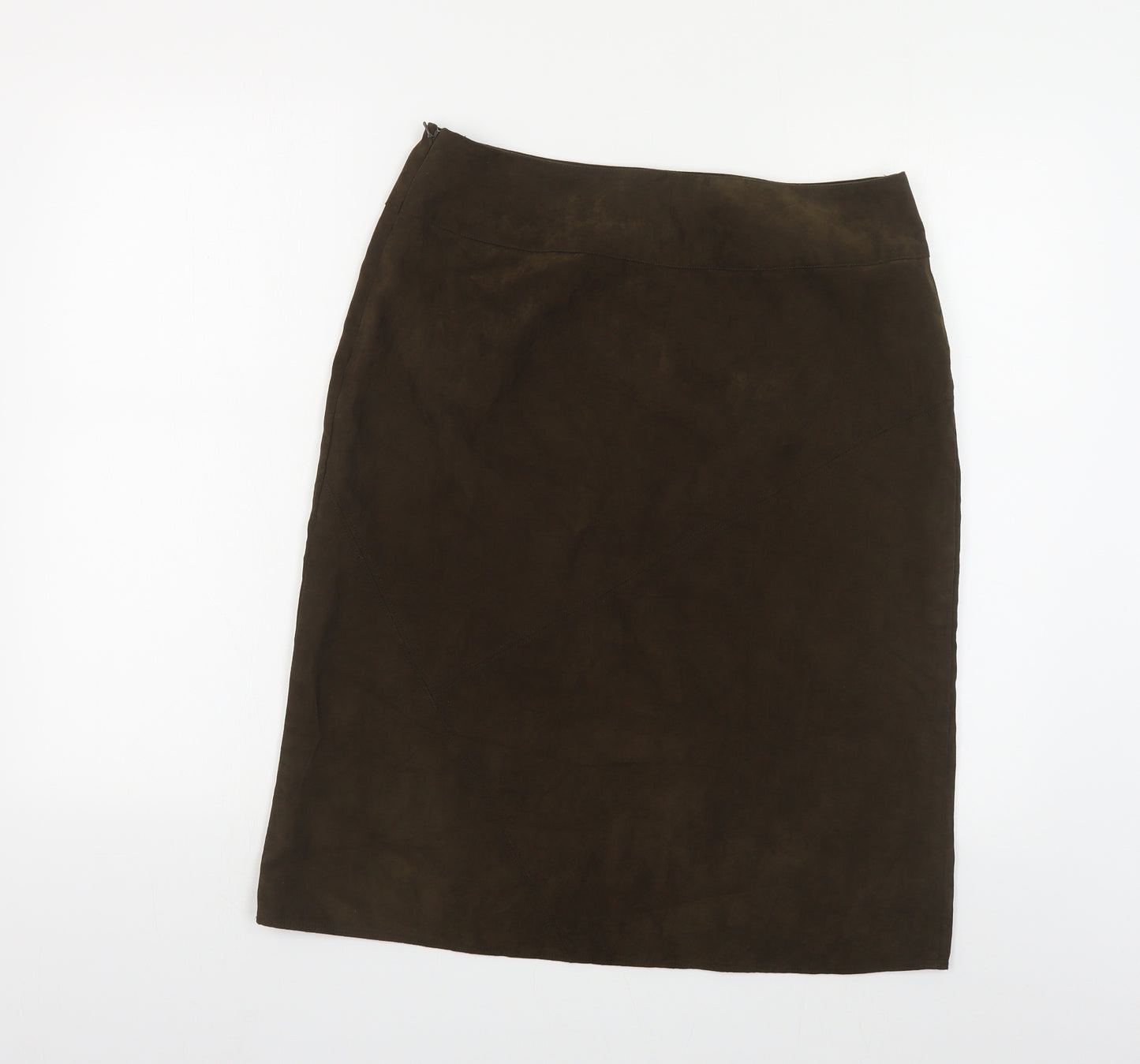 New York & Company Womens Green Polyester Straight & Pencil Skirt Size 10 Zip - Suede Effect