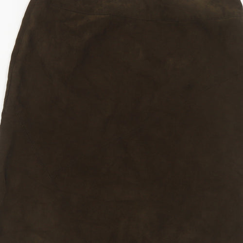 New York & Company Womens Green Polyester Straight & Pencil Skirt Size 10 Zip - Suede Effect