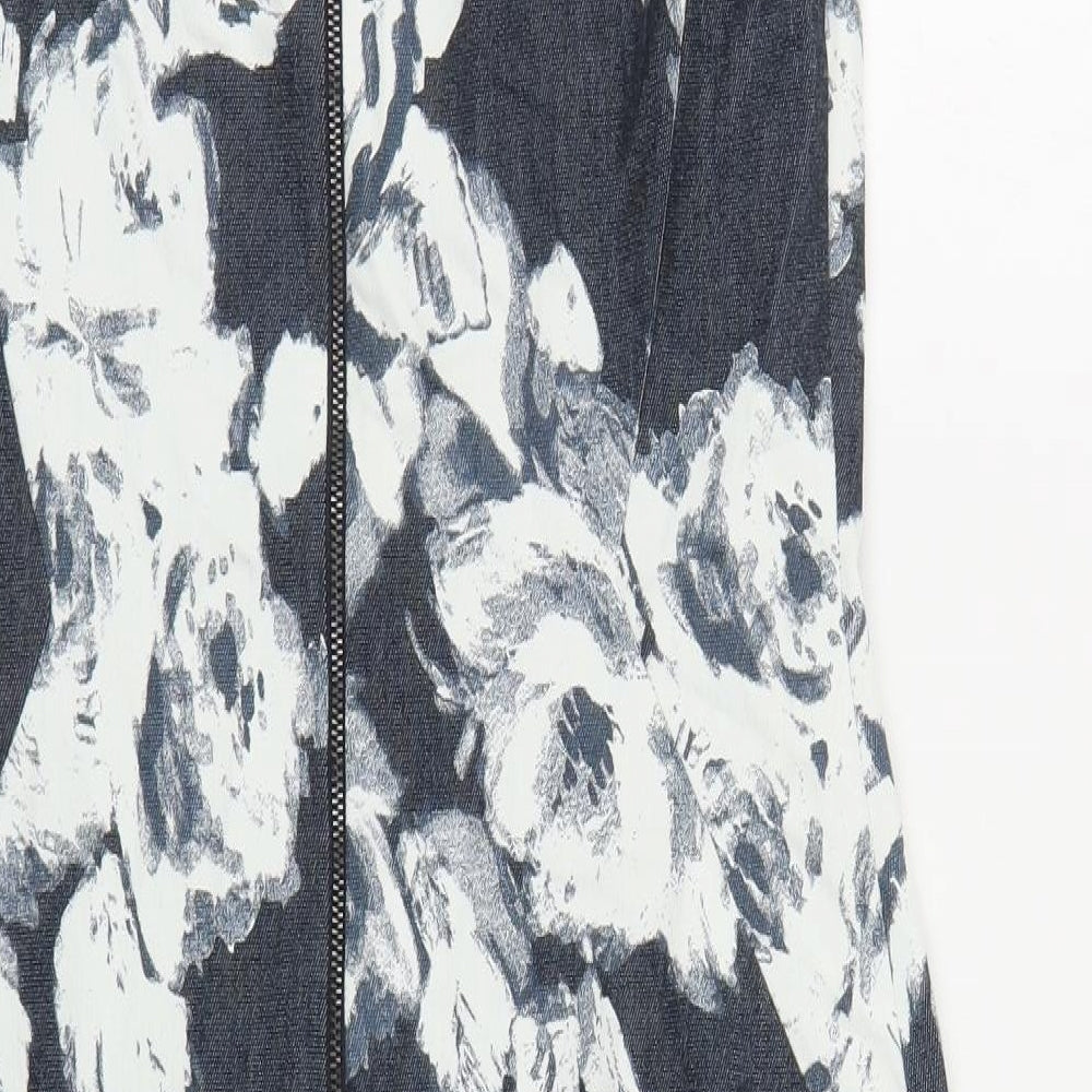 Phase Eight Womens Grey Floral Cotton Pencil Dress Size 12 Boat Neck Zip