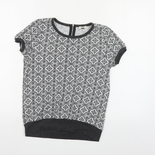 River Island Womens Black Round Neck Geometric Polyester Pullover Jumper Size 10