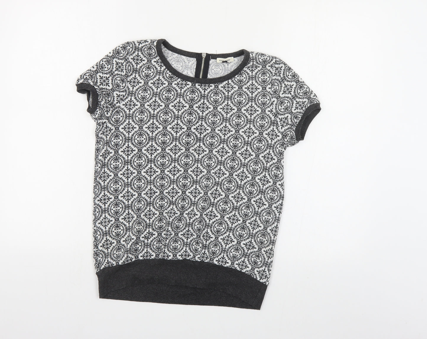 River Island Womens Black Round Neck Geometric Polyester Pullover Jumper Size 10