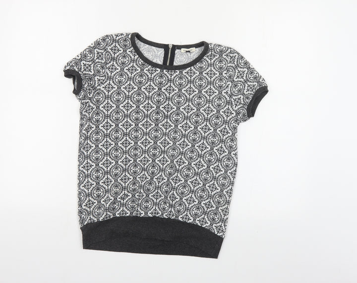 River Island Womens Black Round Neck Geometric Polyester Pullover Jumper Size 10