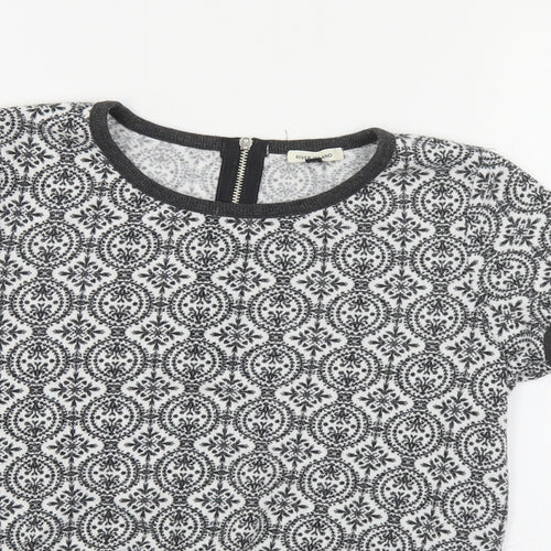 River Island Womens Black Round Neck Geometric Polyester Pullover Jumper Size 10