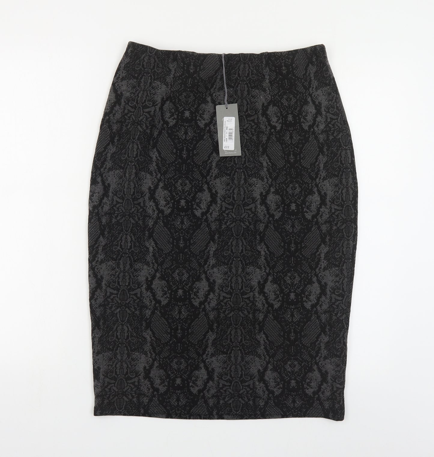 Principles Womens Grey Animal Print Polyester Straight & Pencil Skirt Size 10 - Snakeskin Pattern