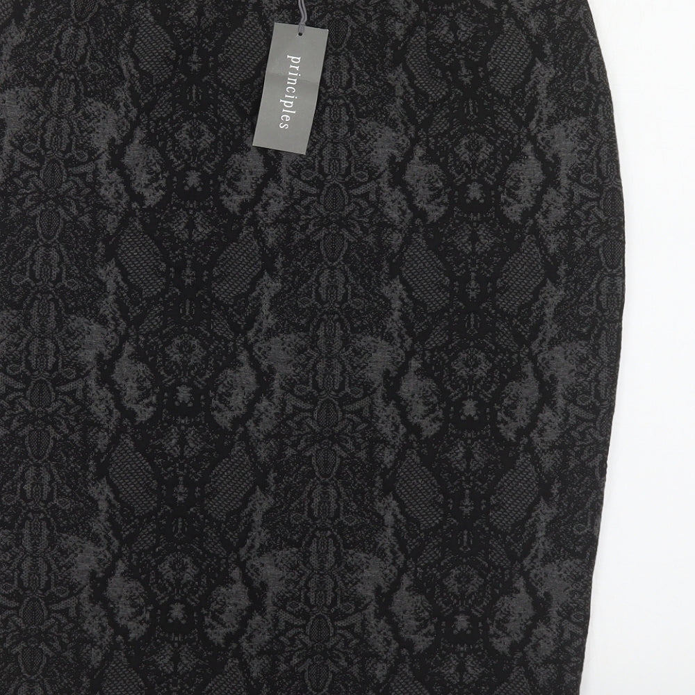 Principles Womens Grey Animal Print Polyester Straight & Pencil Skirt Size 10 - Snakeskin Pattern