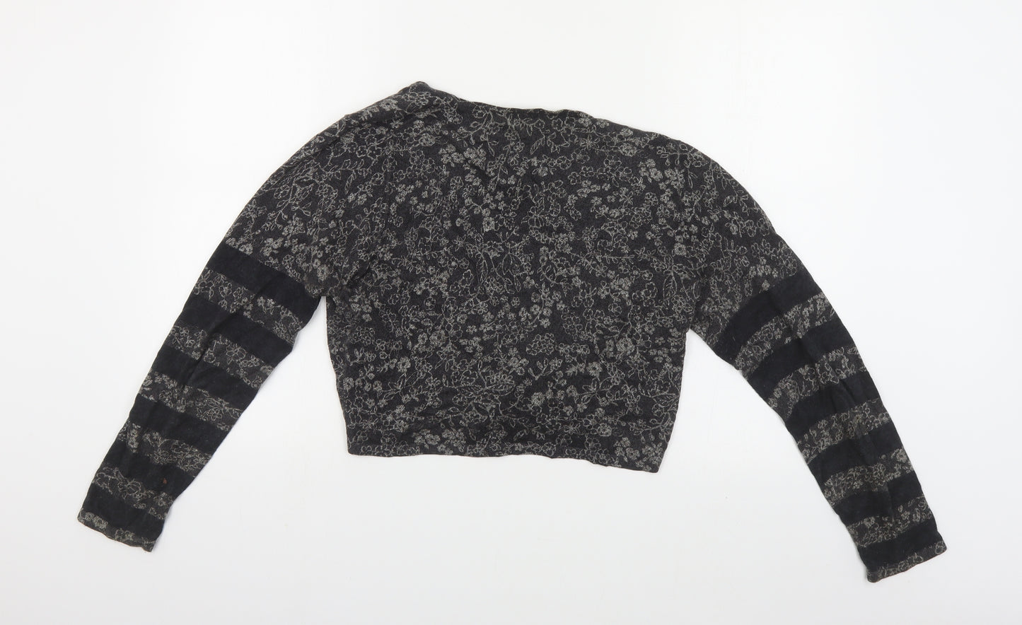 Sandwich Womens Grey V-Neck Floral Cotton Shrug Jumper Size L