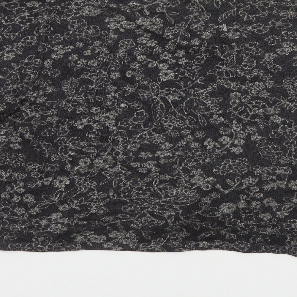 Sandwich Womens Grey V-Neck Floral Cotton Shrug Jumper Size L