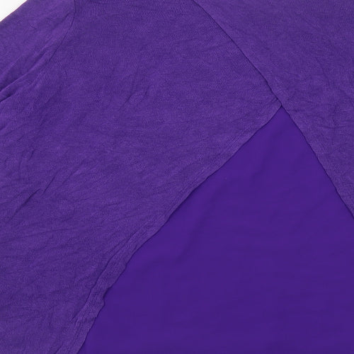 Made in Italy Womens Purple Viscose Basic Button-Up Size L Boat Neck