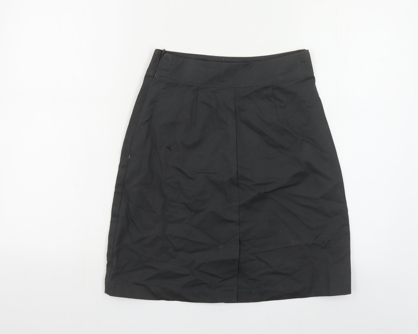 Marks and Spencer Girls Black Cotton A-Line Skirt Size 10-11 Years Regular Zip - Schoolwear