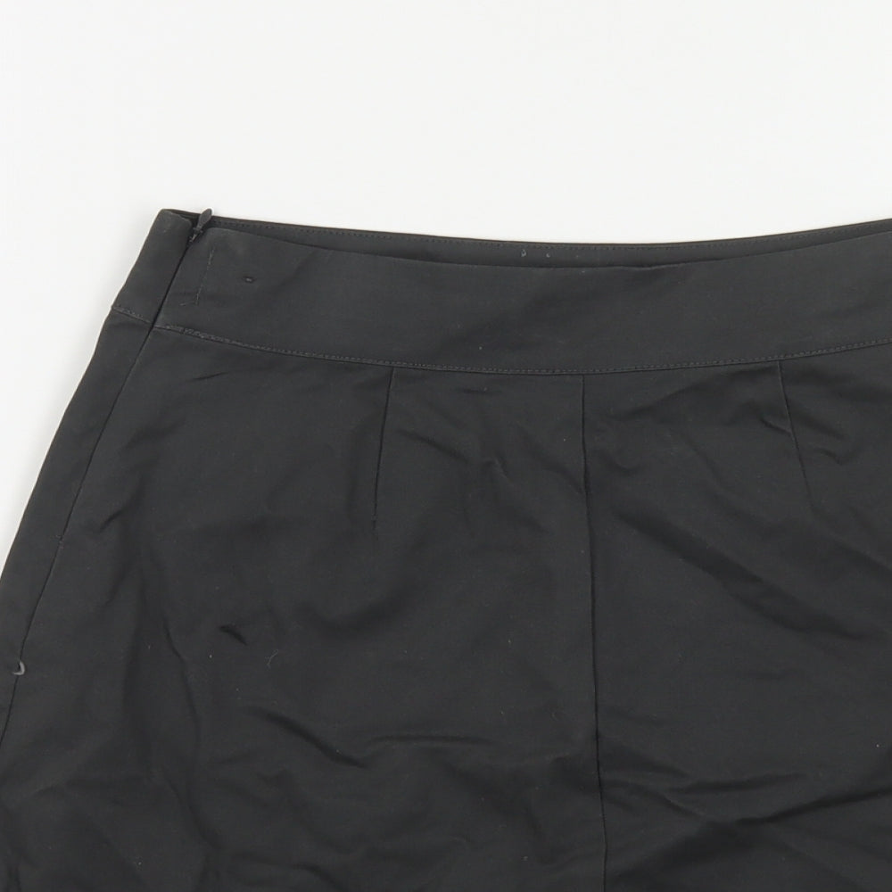 Marks and Spencer Girls Black Cotton A-Line Skirt Size 10-11 Years Regular Zip - Schoolwear