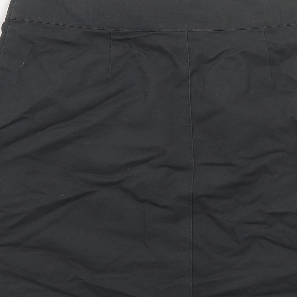 Marks and Spencer Girls Black Cotton A-Line Skirt Size 10-11 Years Regular Zip - Schoolwear