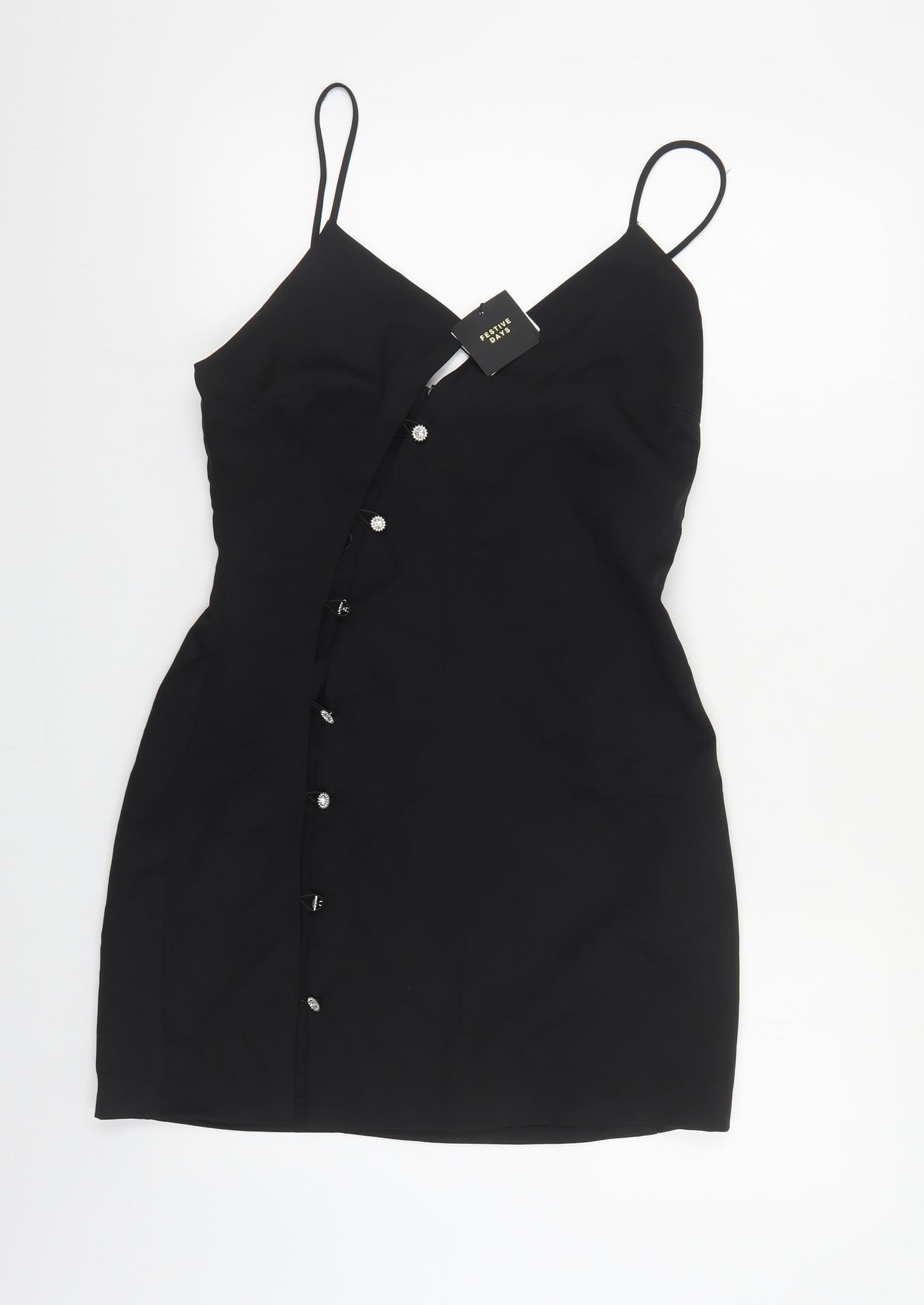 Zara Womens Black Polyester Mini Size M V-Neck Zip