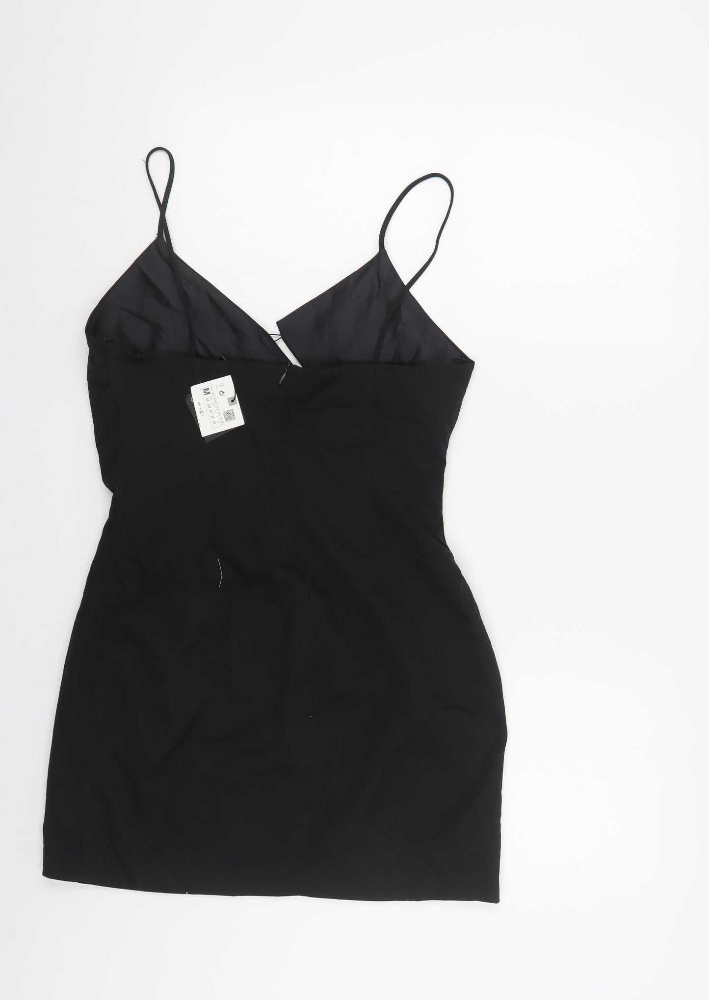 Zara Womens Black Polyester Mini Size M V-Neck Zip