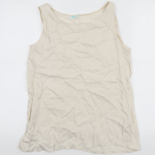 MK Womens Ivory Viscose Basic Tank Size L Scoop Neck