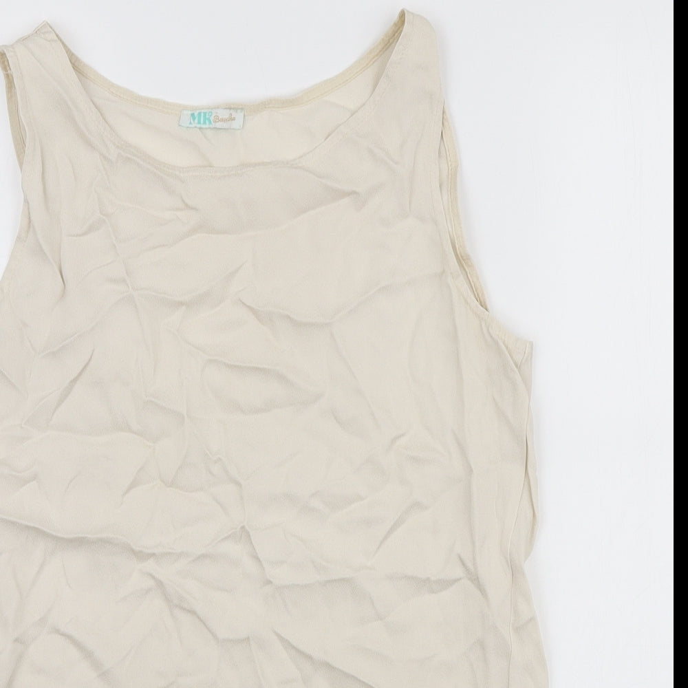MK Womens Ivory Viscose Basic Tank Size L Scoop Neck