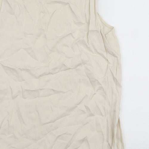 MK Womens Ivory Viscose Basic Tank Size L Scoop Neck