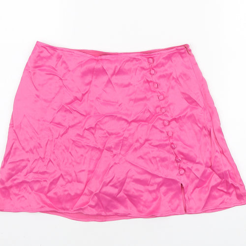 Zara Womens Pink Polyester Mini Skort Size S Zip
