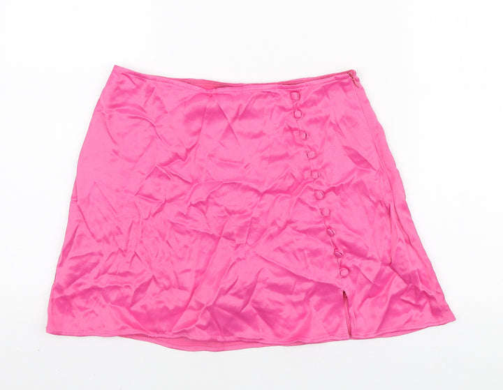 Zara Womens Pink Polyester Mini Skort Size S Zip