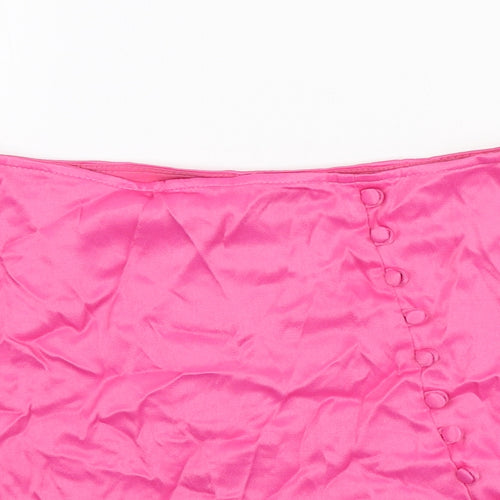 Zara Womens Pink Polyester Mini Skort Size S Zip