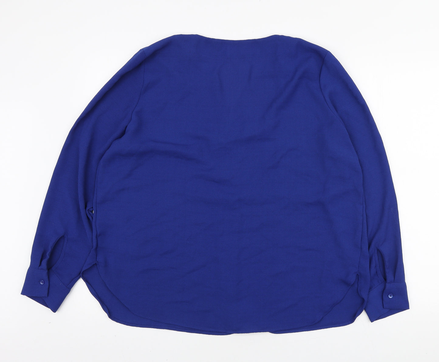 Marks and Spencer Womens Blue Polyester Basic Blouse Size 16 V-Neck