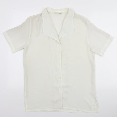 Charlotte Halton Womens White Polyester Basic Button-Up Size 12 Collared