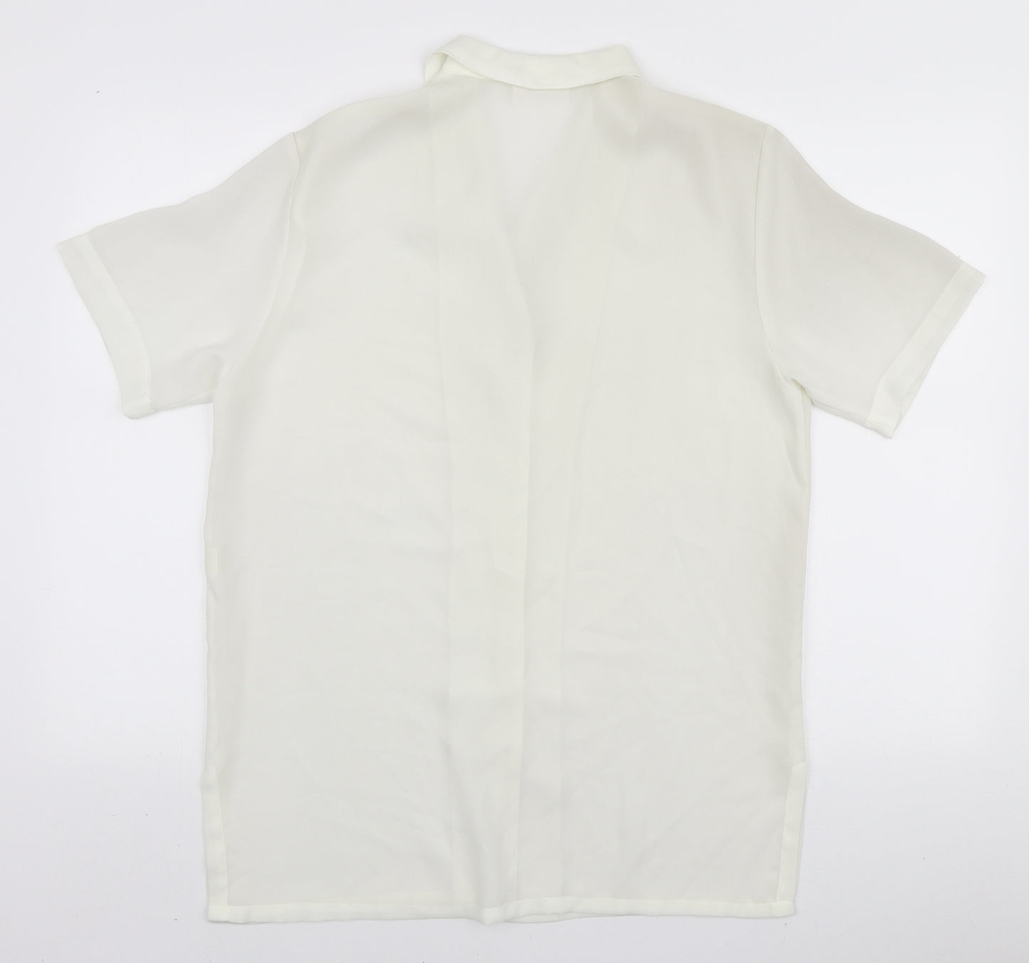 Charlotte Halton Womens White Polyester Basic Button-Up Size 12 Collared