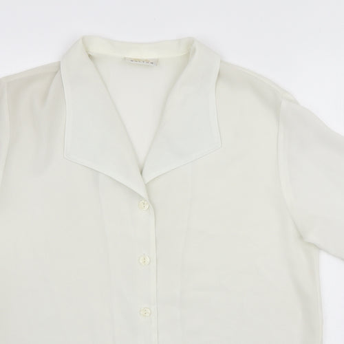 Charlotte Halton Womens White Polyester Basic Button-Up Size 12 Collared