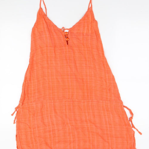 Del Sol Womens Orange Cotton Mini Size L V-Neck Button