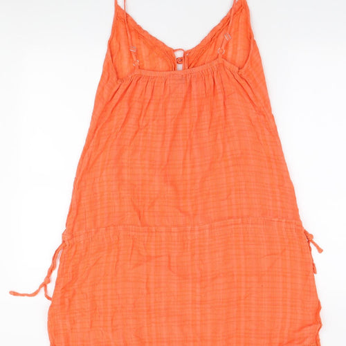 Del Sol Womens Orange Cotton Mini Size L V-Neck Button
