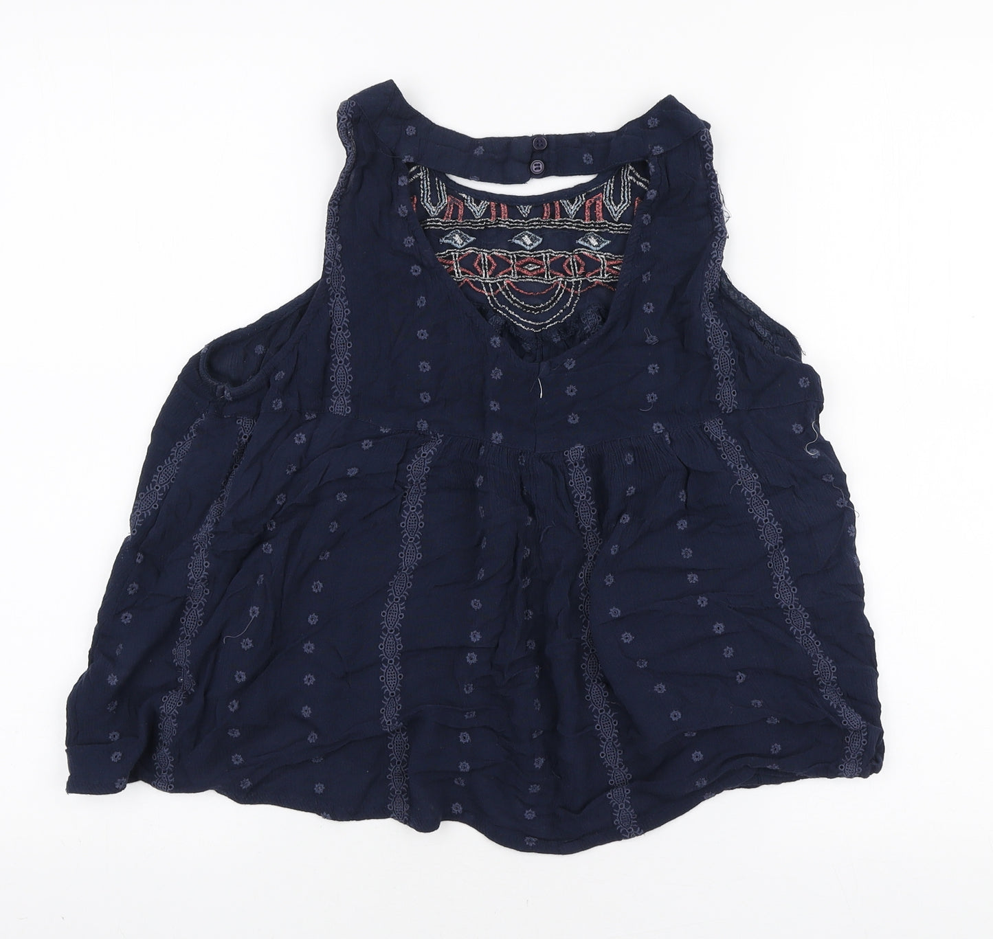 SoulCal&Co Womens Blue Viscose Basic Tank Size 14 Round Neck