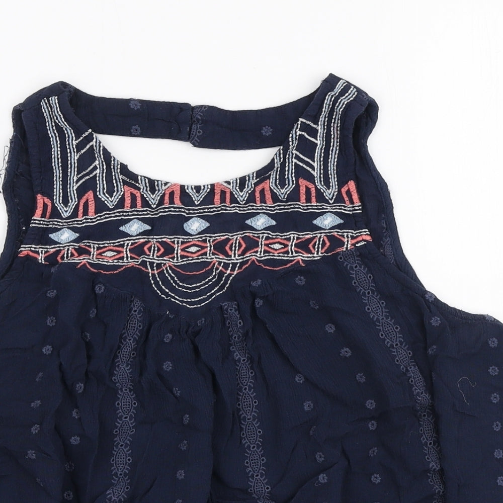SoulCal&Co Womens Blue Viscose Basic Tank Size 14 Round Neck