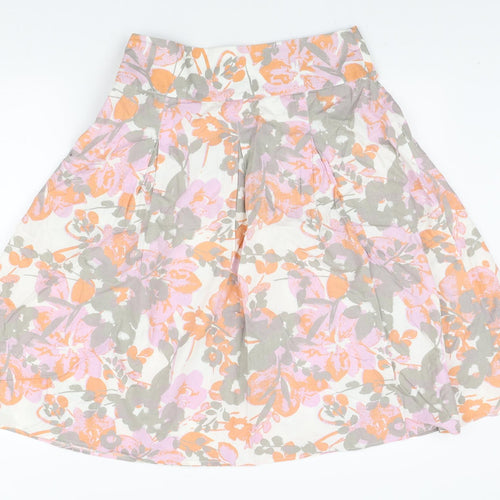 TU Womens Multicoloured Floral Cotton Pleated Skirt Size 10 Zip
