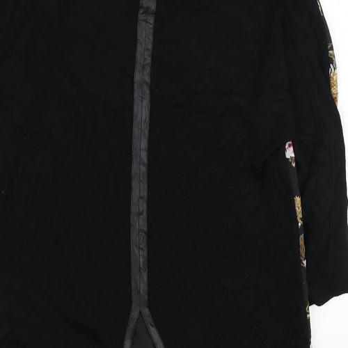 Oasis Womens Black Floral Polyester Basic Blouse Size XS Round Neck
