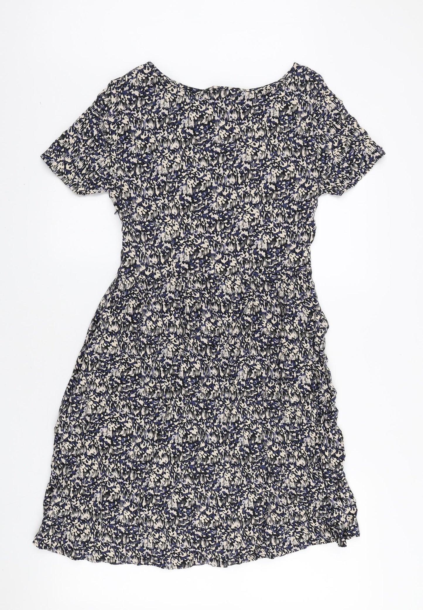 Marks and Spencer Womens Multicoloured Geometric Viscose Mini Size 8 Boat Neck Zip
