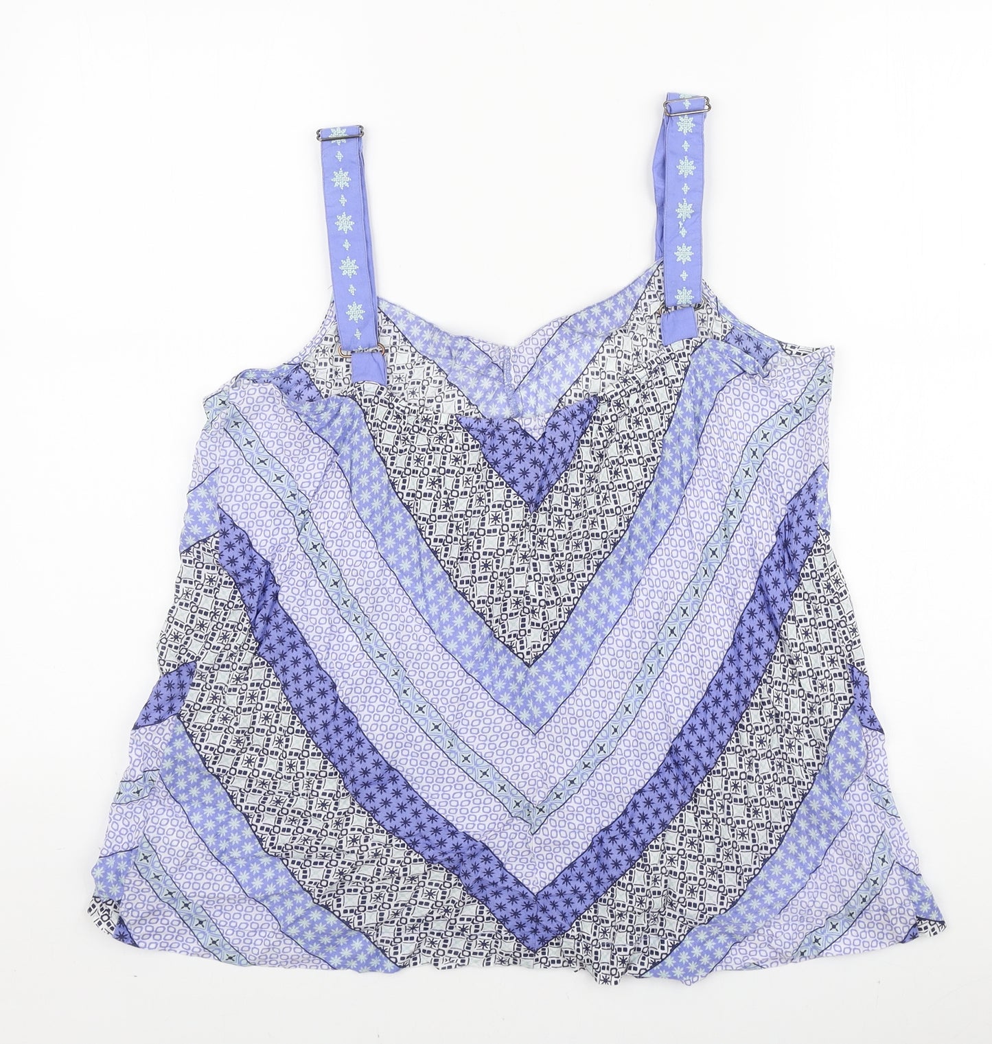 M&Co Womens Blue Geometric Viscose Camisole Tank Size 18 V-Neck