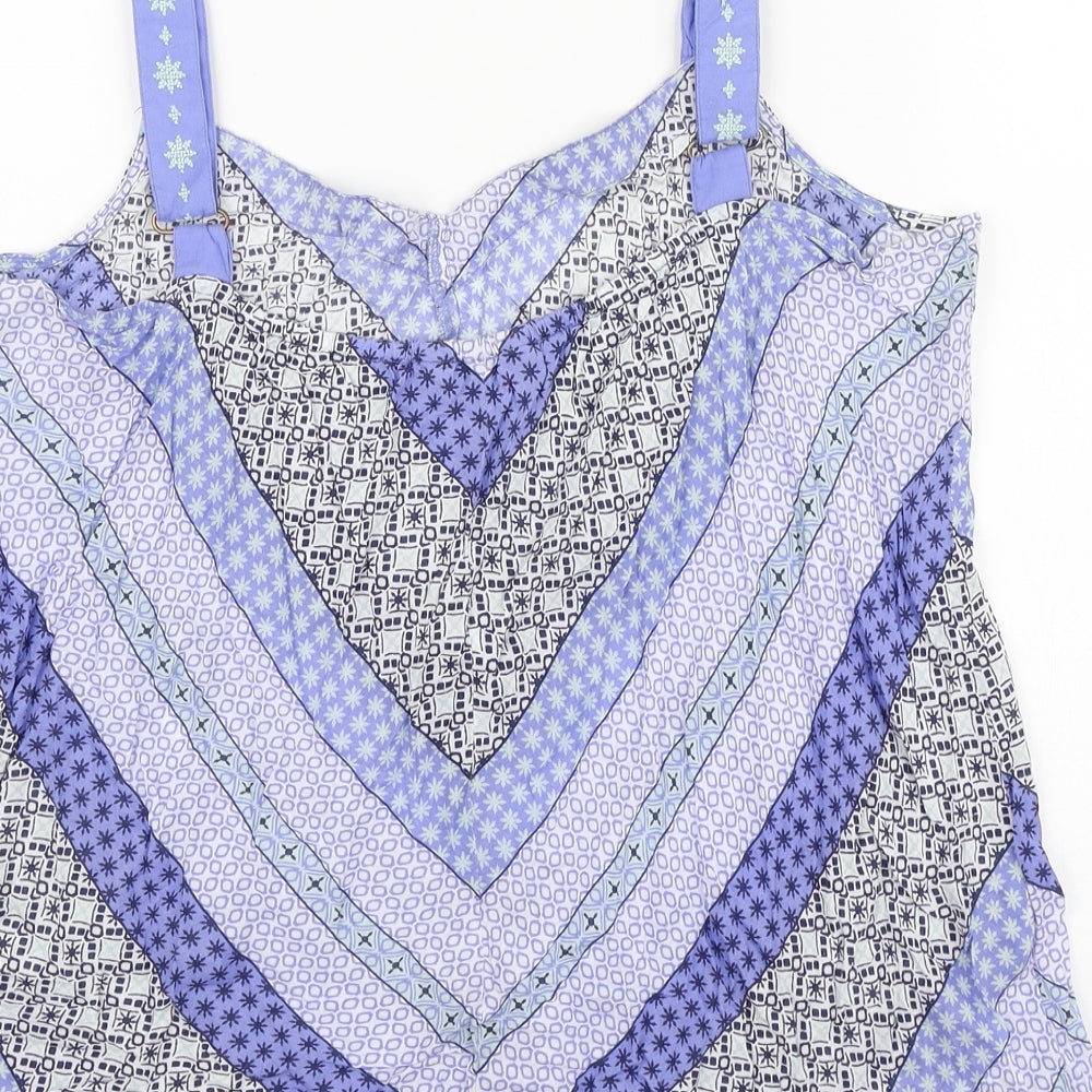 M&Co Womens Blue Geometric Viscose Camisole Tank Size 18 V-Neck