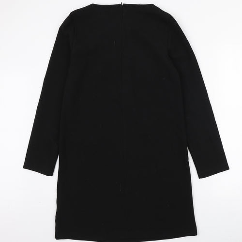 R Edition Womens Black Polyester A-Line Size 8 Boat Neck Zip