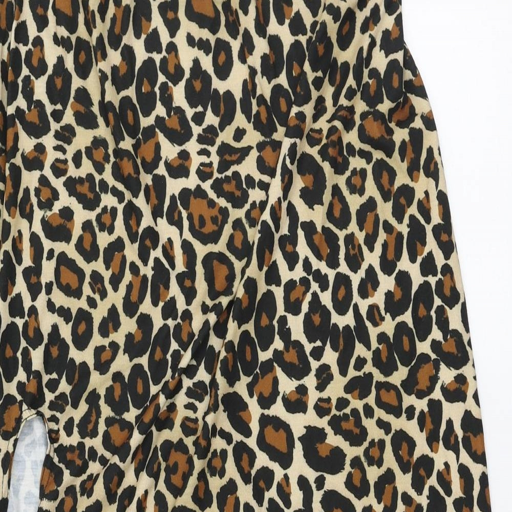 ASOS Womens Brown Animal Print Polyester A-Line Skirt Size 16