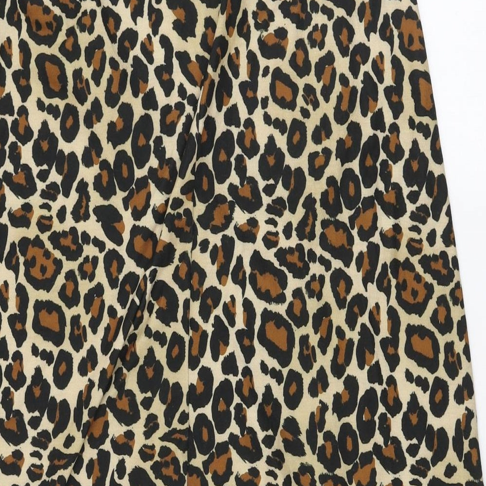 ASOS Womens Brown Animal Print Polyester A-Line Skirt Size 16