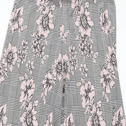 Primark Womens Grey Floral Polyester Cropped Trousers Size 12 L22 in Regular