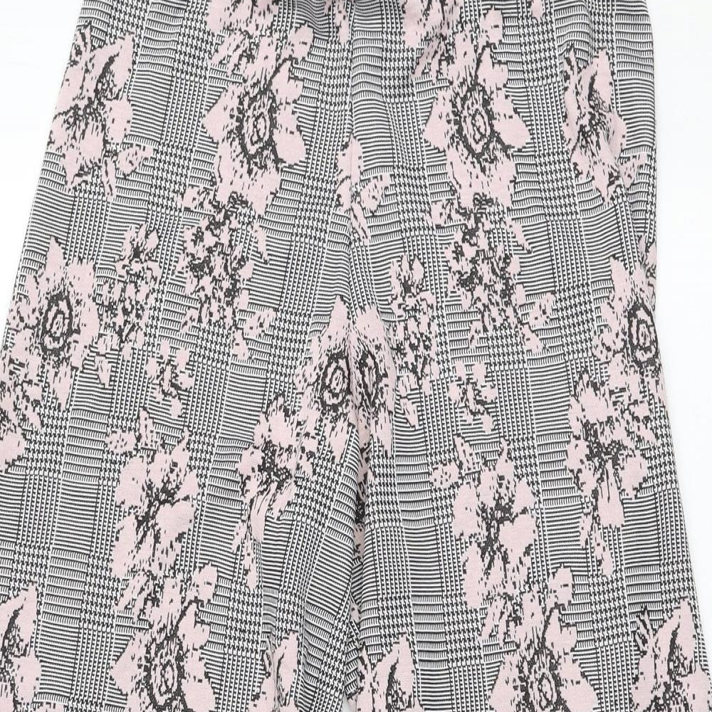 Primark Womens Grey Floral Polyester Cropped Trousers Size 12 L22 in Regular