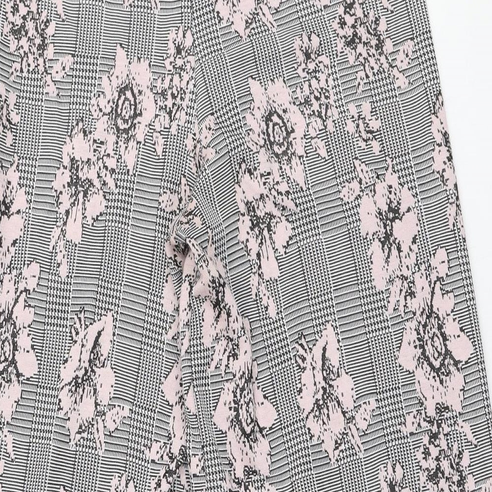 Primark Womens Grey Floral Polyester Cropped Trousers Size 12 L22 in Regular