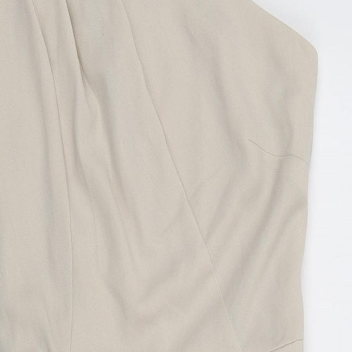 Warehouse Womens Ivory Polyester Bodycon Size 10 One Shoulder Zip