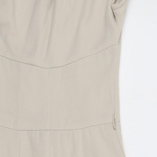 Warehouse Womens Ivory Polyester Bodycon Size 10 One Shoulder Zip