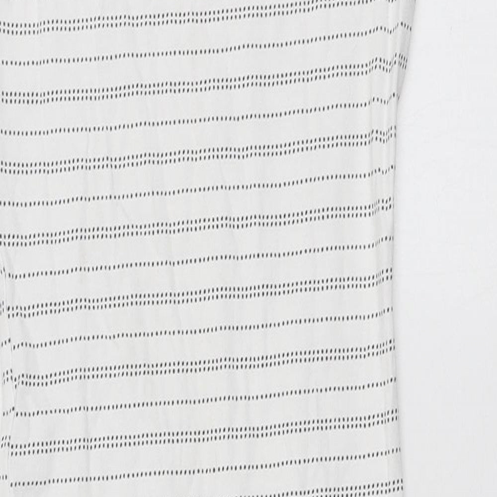 Primark Womens White Striped Cotton Bodycon Size 4 Round Neck Pullover